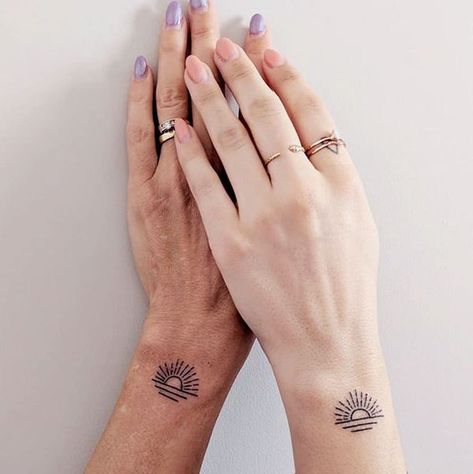 20 Meaningful Mother and Daughter Tattoos - The Trend Spotter Tattoos To Honor Mom, Mother And Daughter Tattoos, Sunflower Tattoo Thigh, Sunflower Tattoo Simple, Sunshine Tattoo, Mom Daughter Tattoos, Sunflower Tattoo Shoulder, Sunflower Tattoo Small, Daughter Tattoo