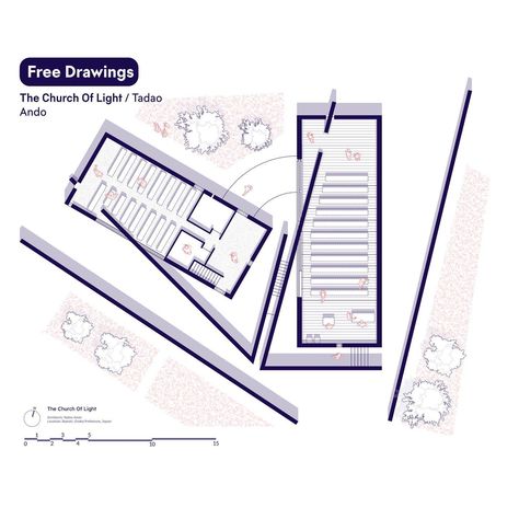 Rayon’s Classics: Church of the Light by Tadao Ando (Osaka, Japan, 1999). An architectural masterpiece with a large cross-shaped opening in the facade, which allows natural light to flood the interior space. 👉Get these drawings for free! Drop ‘Light’ in the comments! #madeinrayon #TadaoAndo ✍️ All drawings are made and rendered with @rayon.design #Churchoflight #famousarchitecture #archistudent #floorplans #architecturelovers #archdaily #archistudents #architects_review #archisource #arc... Church Of Light Tadao Ando, Tadao Ando Interior, Tadao Ando Plan, Church Floor Plans, Church Of Light, All Drawings, Drop Light, Famous Architecture, Tadao Ando