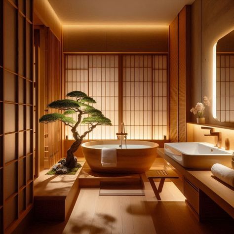 Japanese Bathroom Onsen Bathroom, Onsen Aesthetic, Japanese Zen House, Ofuro Tub, Japanese Bathroom Ideas, Japanese Inspired Bathroom, Bathroom Wetroom, Japanese Bathrooms, Zen Bathrooms