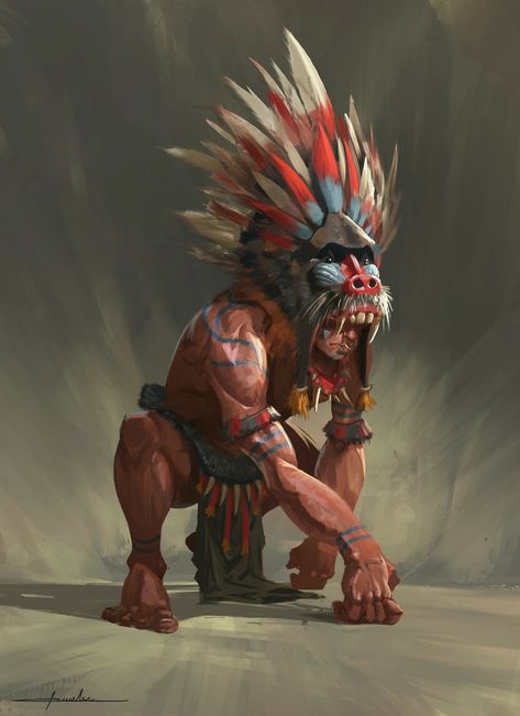 Ekko League Of Legends, Illustration Fantasy, Feather Mask, Aztec Warrior, Aztec Art, Mom Memes, Baboon, Arte Fantasy, 판타지 아트