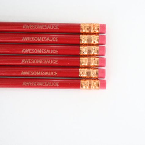 Engraved Pencils, Red Office, Red Pencil, Personalized Pencils, Colored Pencil Set, Gifts Under 10, The Sauce, Coloured Pencils, Office Accessories