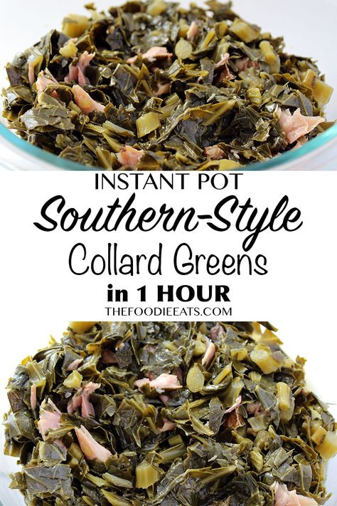 Pressure Cooker Collard Greens Instant Pot Collard Greens Recipe, Instant Pot Collard Greens, Roots Recipes, Greens Recipe Soul Food, Vegan Collard Greens, Southern Collard Greens, Collard Greens Recipe, Bbq Dishes, Desserts Vegan