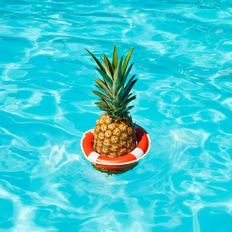 summer | Heat Wave Pineapple on @Behance - by Paloma Rincon Paloma, Pineapple, Floating, Heat, Pool, Water, Blue