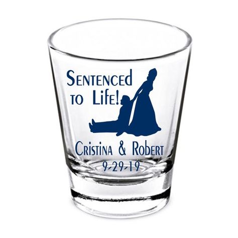 Lawyer Wedding Ideas, Police Wedding Ideas, Law Enforcement Wedding, Blue Line Wedding, Police Wedding, Wedding Favors Rustic, Custom Shot Glasses, Creative Wedding Favors, Inexpensive Wedding Favors