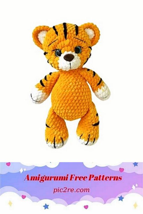 Free Cute Tiger Amigurumi Pattern - Amigurumi Patterns Benin Africa, Crochet Tiger, Crochet Alphabet, Animal Plushies, Single Crochet Decrease, Easy Crochet Animals, Cute Tiger, Knit Coat, Cat Amigurumi