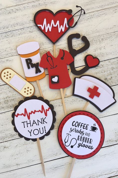 Nurse Cupcake Toppers, Nurse Cupcakes, Nurse Clip Art, Nurse Graduation Party, Anna Clara, Doctor Party, Nursing School Graduation Party, Truck Theme Birthday, Nurse Decor