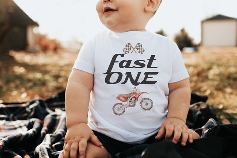 Dirt Bike First Birthday Pictures, Dirt Bike Racing Birthday Party, 1st Birthday Motorcycle Theme, Fast One Birthday Party Dirtbike, First Birthday Motorcycle Theme, Fast One Birthday Shirt, Motorcycle 1st Birthday Party, First Birthday Dirt Bike Theme, Dirt Bike 1st Birthday Party