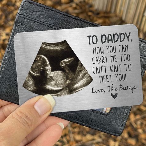 Celebrate the anticipation of fatherhood with the "To Daddy Now You Can Carry Me Too From Bump" Personalized Photo Aluminum Wallet Card. This special wallet card is a perfect gift for an expecting dad, making it an ideal Daddy to Be gift or a thoughtful present for a new dad. The personalized touch adds sentimentality, Father’s Day Gift For Expecting Dads, Father’s Day Gift Ideas For Dad To Be, Father To Be Fathers Day Gift, Cute Ways To Announce Pregnancy To Daddy, Daddy To Be Gift Ideas, Cute Pregnancy Announcement For Parents, Father To Be Gift Ideas, Cute Ways To Announce Pregnancy, Pregnancy Announcement To Husband Ideas