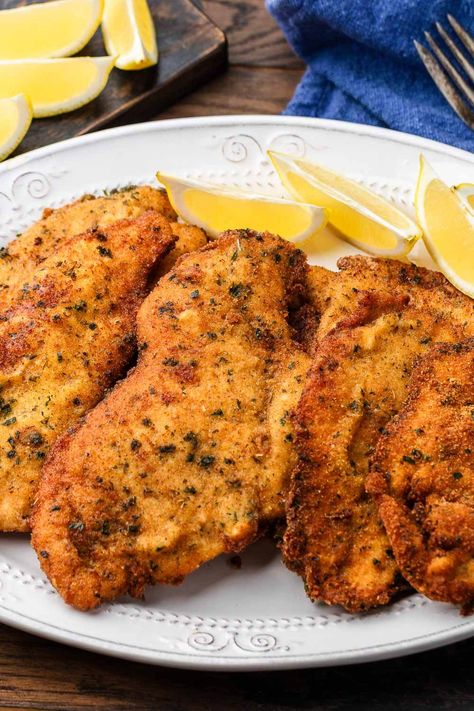 Italian Chicken Cutlets Italian Chicken Cutlets, Fried Flounder, Sip And Feast, Chicken Cutlet Recipes, Breaded Chicken Cutlets, Chicken Milanese, Chicken Cutlet, Great Chicken Recipes, Homemade Tartar Sauce