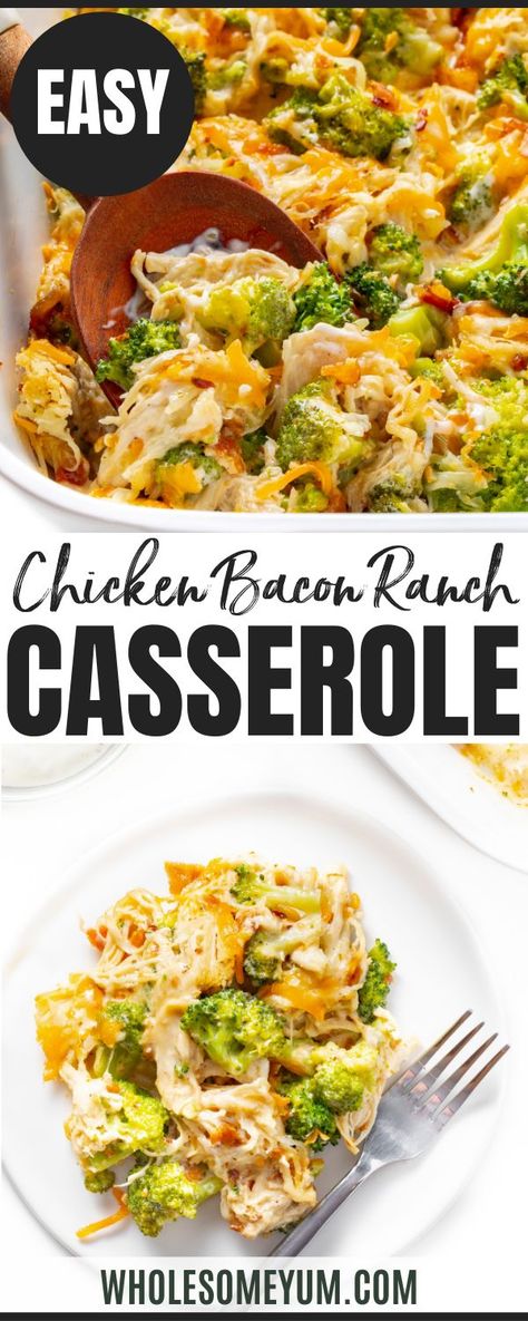 Chicken Bacon Ranch Casserole Recipe Low Carb Chicken Ranch Casserole, Chicken Ranch Bake Casserole Recipes, Keto Chicken Bacon Ranch Casserole With Broccoli, Kept Casserole, Cheesy Bacon Ranch Shredded Chicken, Low Carb Chicken Ranch Bake, Low Carb Chicken Bacon Ranch Casserole, Ranch Dinner Recipes, Chicken Broccoli Bacon Ranch Casserole