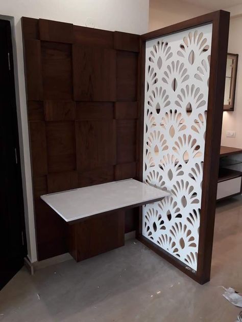 Beautiful brown  and white   mdf  Jali nice combination  #mandir  made  and  desgin  by karan  jangid Mdf Jali Design Patterns For Partition, Cnc Jali Design Patterns, Mdf Jali Design For Mandir, Mdf Jali Design, Jali Partition, Tent Bedroom, Wooden Panel Design, Mdf Jali, Jalli Design