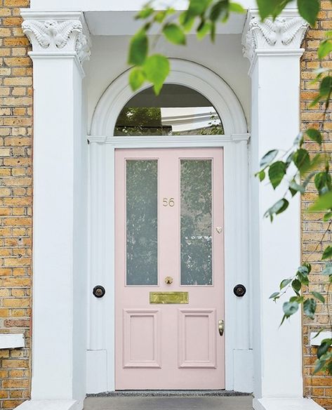 Little Greene’s Instagram profile post: “'Dorchester Pink Mid' is a paler derivative of the popular shade Dorchester Pink, used in the Dorchester Hotel in London during the 1960s.⁠…” Pink Front Door, Front Door Inspiration, Pink Paint Colors, Deco Rose, Pink Door, Door Inspiration, Little Greene Paint, Front Door Colors, Luxury Wallpaper