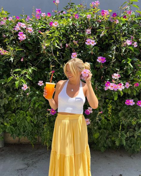 All Posts • Instagram Maxi Skirt Outfit Ideas Summer, Yellow Maxi Skirt Outfit, Skirt Outfit Ideas Summer, Tiered Maxi Skirt Outfit, Lemonade Refresher, Yellow Skirt Outfits, Yellow Maxi Skirts, Cruise Attire, White Summer Outfits