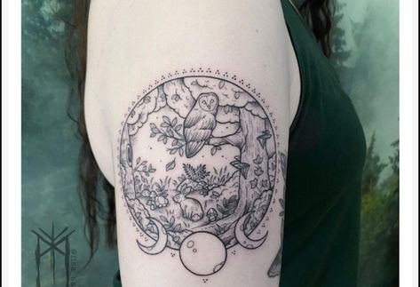 Cottagecore Tattoo, Wiccan Tattoo, Witchy Tattoos, Cast A Love Spell, Mystical Tattoos, Tarot Tattoo, Witch Tattoo, Fantasy Tattoos, Forest Tattoos