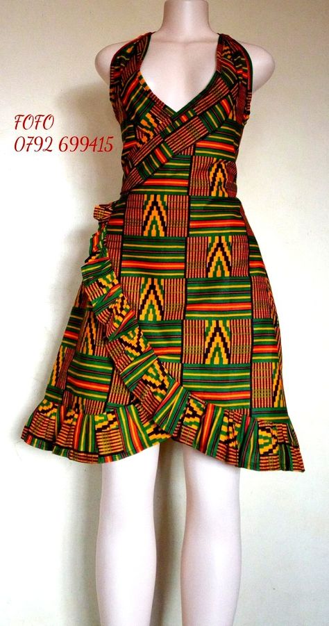 African Wrap Dress, Ankara Wrap Dress Styles, Kitenge Dress Designs Unique, Wrap Dresses For Women, Fancy Gown, Kitenge Dress, African Traditional Wear, Women Tips, African Fabric Dress