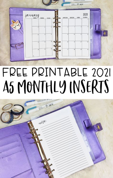 This year you can download my 2021 A5 monthly inserts FREE to use in your planner. These inserts are half letter size and perfect for your A5 ring bound planner. I've even got a tutorial on the easiest way to print them yourself. #a5planner #plannerinserts #freeprintables Mom Planner Printables Free, A5 Planner Printables Free, A5 Monthly Planner, Air Well, A5 Planner Printables, Planner Freebies, Daily Planner Printables Free, Weekly Planner Inserts, Aesthetic Planner