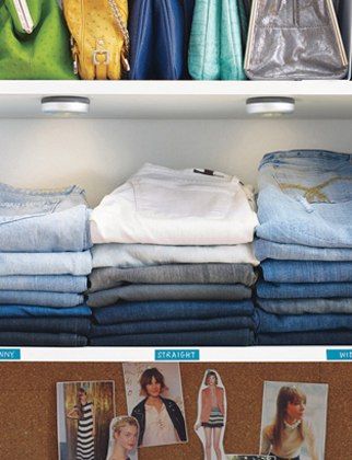 Small Apartment Closet, Jean Organization, Closet Organisation, How To Organize Your Closet, Master Closet, Clothes Closet, Closet Bedroom, Closet Design, Closet Storage