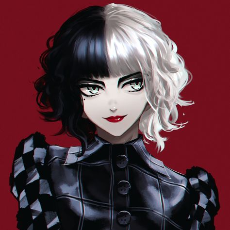 Black And White Hair, 501st Legion, Cruella Deville, Disney Collage, Evil Anime, Dnd Art, Gothic Anime, Disney And Dreamworks, Girl Wallpaper