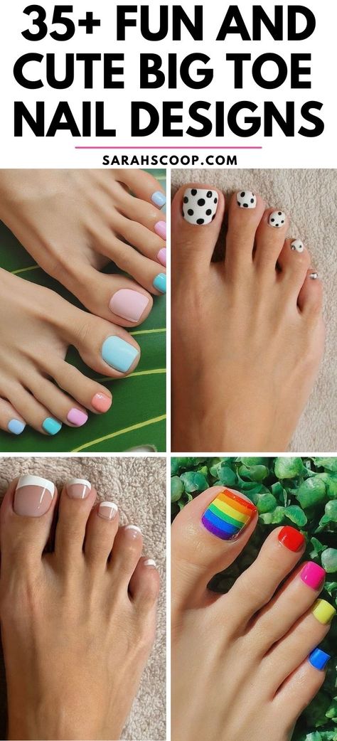 Step into style with these creative and adorable big toe nail art designs! #NailDesigns #ToeNailDesigns #NailArt Easy Toenail Designs, Easy Toe Nail Art, Toe Nail Art Designs, White Pedicure, Toenail Art Designs, Easy Toe Nail Designs, Toenail Designs, Nail Art Diy Easy, Pink Toes