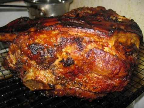 This recipe was originally published by Carmen Aboy Valldejuli in 1954 (“Cocina Criolla”).  This is my translation. It needs to marinate 1-3 days, the longer the better. Puerto Rican Pork Shoulder, Roasted Pork Shoulder Recipes, Puerto Rican Pork, Pork Shoulder Recipe, Pork Shoulder Recipes, Shoulder Roast, Pork Roast Recipes, Pork Shoulder Roast, Roast Pork