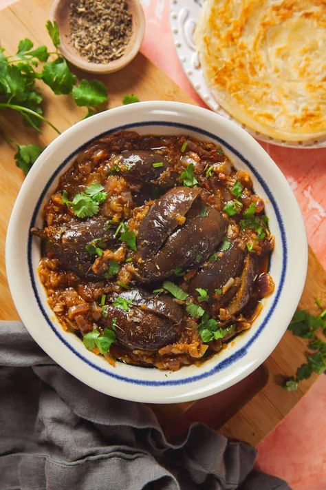 Bharwa Baingan - Stuffed Eggplant - Sinfully Spicy Bharwa Baingan, Indian Eggplant Recipes, Baigan Recipes, Paneer Starters, Crispy Paneer, Indian Eggplant, Monali Thakur, Indian Vegetarian Dishes, Bang Bang Sauce