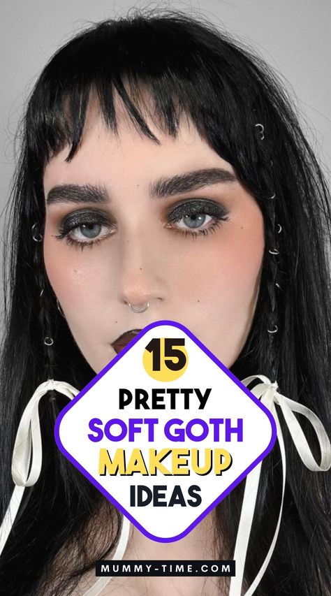 15 Enchanting Soft Goth Makeup Ideas | Mummy Time Goth Nun Makeup, Goth Makeup Looks With Glasses, Clean Girl Goth Makeup, How To Goth Makeup, Grunge Wedding Makeup, Office Goth Makeup, Modern Goth Makeup, Soft Goth Makeup Everyday, Beginner Goth Makeup