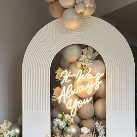 High Class Events™ - Balloons and Party Decor on Instagram: "💍 𝐄𝐍𝐆𝐀𝐆𝐄𝐌𝐄𝐍𝐓 𝘢𝘯𝘥 𝘕𝘌𝘞 𝘗𝘙𝘖𝘗 𝘈𝘓𝘌𝘙𝘛 ❕💫

A dreamy backdrop for an engagement celebration at home featuring our 𝗕𝗥𝗔𝗡𝗗 𝗡𝗘𝗪 rippled arch and personalised half moon… We are in love 😍😍😍

We have lots of new props that we haven’t had chance to prep and show off just yet so this is just a reminder if you don’t see it on our page then it doesn’t mean we don’t have it or it can’t be done because it most definitely can! Just drop us a message 🥰 

 @excellent.balloons  @funtasiaparty @funtasia.party  @bapiaparty @proballoonshop @findmyeventplanner glamlifeparty @babyshowerpartydreams @make_a_wish_ua @kalisanballoons 

#engagementballoons #engagementparty #engagementpartyideas #engagementpartydecor #weddingb Dreamy Backdrop, Engagement Balloons, Engagement Celebration, Instagram Engagement, Engagement Party Decorations, Just A Reminder, Over The Moon, High Class, Make A Wish