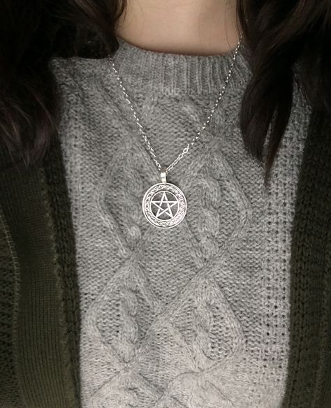 Pentacle Necklace Aesthetic, Neckless Aesthetic, Pentacle Necklace, Wiccan Necklace, Necklace Aesthetic, Pentagram Necklace, Chain Necklace, Pendant Necklace, Chain