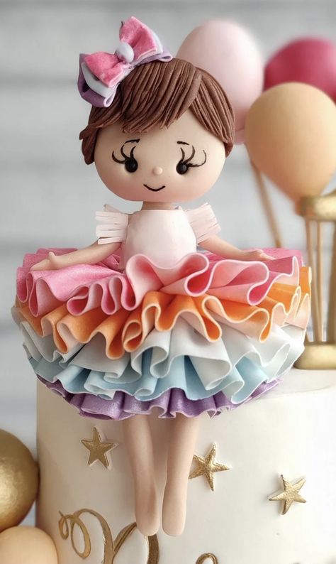 Without Fondant Cake Designs, Fondant Princess Cake, Fondant Cakes Birthday Girl, Ballerina Cakes For Girls Birthday, Princess Cakes Ideas Girl Birthday, Ballerina Cake Ideas, Princess Cake Design, Fondant Ballerina, Sugarpaste Figures