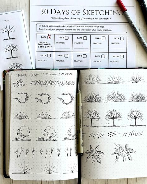 My sketchbook vs. my practice book 📖✍🏻 Consistent practice isn’t just about discipline - it’s about finding joy in the process and staying motivated by your progress 👍😊 Some days, I don’t feel like it, and that’s when discipline kicks in 😁 📗 You can download « Practice Book For Landscape Sketching » and a sketching habit tracker on Gumroad (link in bio). Feel free to send me a message if you have any questions 😊👍 #sketchbook #sketchingdaily #sketchingtime #landscapesketching #pendrawing #... Practicing Sketching, Drawing Practice Exercises, Landscape Sketching, Art Fundamentals, Staying Motivated, My Sketchbook, Drawing Practice, Habit Tracker, Drawing Tutorials