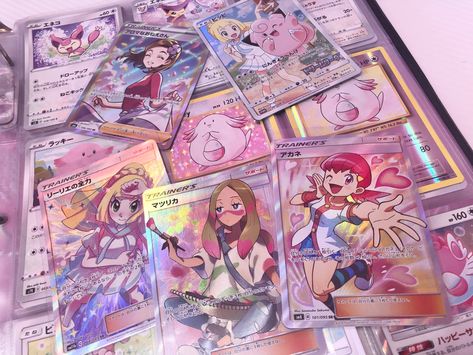 Tcg Aesthetic, Card Stuff Pink, Game Cards Aesthetic, Cute Pokemon Cards, Cute Pokémon Cards, Cute Trading Cards, Rainbow Pokemon, Clefairy Pokemon, Pastel Pokemon Aesthetic