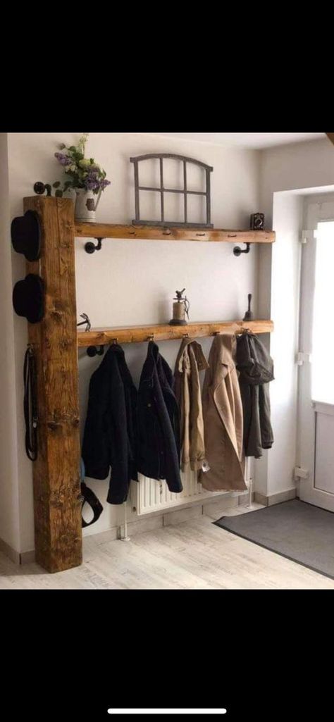 Rustic Coat Rack, Wooden Rack, Small Bathroom Ideas On A Budget, Small Bathroom Ideas Modern, Rustic Home Design, Free Woodworking Plans, Small Bathroom Ideas, Rack Design, Coat Racks