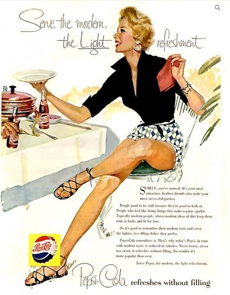 Moda Pin Up, 1950s Ads, Pepsi Vintage, Pepsi Ad, Old Posters, Arte Pin Up, Pin Up Vintage, Pinup Art, Vintage Coca Cola