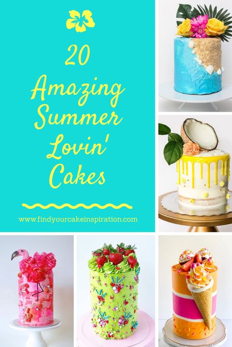 20 Awesome Summer Cakes Ideas - Find Your Cake Inspiration Summer Cakes Ideas, Summer Cake Ideas, Watermelon Cakes, Summer Birthday Cake, Pool Party Ideas, Ice Cream Cone Cake, Easy Frosting, Summer Cake, Flamingo Cake