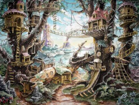 Tree House | Forest of Lost Hope | Gaia Online.  I want a treehouse village! Lost Boys Peter Pan, Peter Pan Art, Fantasy Tree, Online Art Classes, Fantasy Forest, Diy Tattoo, Fantasy Places, Fantasy Aesthetic, Forest Fairy