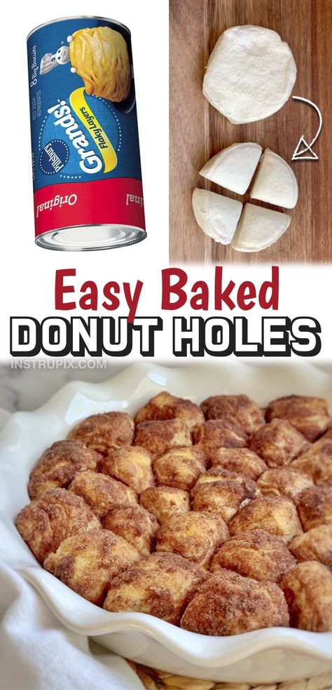 Cinnamon Balls With Biscuits, Easy Finger Breakfast Food, Breakfast Ideas For 10 People, Pilsbury Biscuit Desserts, Easy Breakfast Dishes For Potluck, Dinner Ideas Family Of 4, Simple Dessert Recipes 3 Ingredients, Fatty Recipes, Homemade Donut Holes