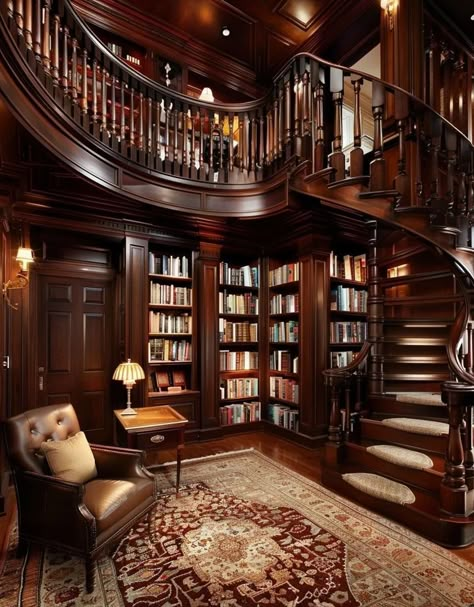 Victorian Home Library, Cozy Home Library Ideas, Reading Cozy, Home Library Ideas, Dream Home Library, Victorian Library, Cozy Home Library, Stair Cases, Home Library Rooms