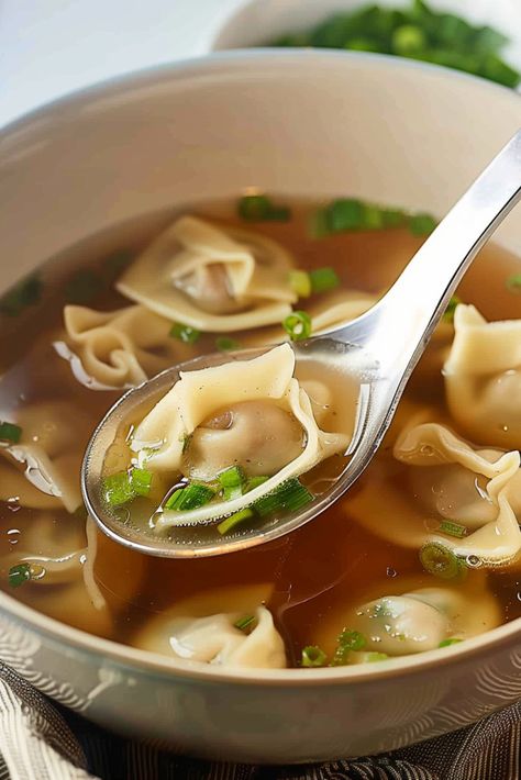 Won Ton Soup Broth Recipes, Wonton Broth Recipe, Wonton Soup Broth Recipe, Authentic Wonton Soup, Wonton Soup Broth, Homemade Wontons, Won Ton Soup, Broth Bowls, Gluten Free Travel