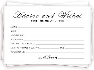 Advice and Wishes Cards for the New Couples Mr and Mrs, Bride and Groom, Newlyweds, Perfect 50 Pcs Wedding Advice Cards for the Wedding Reception Decorations/Bridal Shower Party Advice And Wishes For The Mr And Mrs, Wedding Advice Cards, Bachelorette Party Games, Advice Cards, Couple Shower, Bridal Shower Party, Wedding Advice, Bridal Shower Games, Reveal Parties