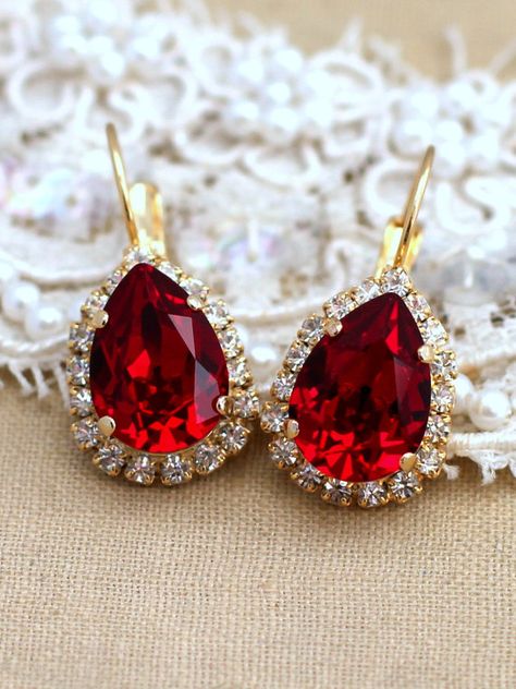 Ruby Drop earrings, Crystal Red Ruby Swarovski Halo drop earrings Crystal, Gift for Women, Bridal Ruby earrings, Gift for her, Ruby earrings.  Arrives in our signature Petite Delights by Ilona Rubin® Box. Sent By Registered Insured mail. Petite Delights is an Official SWAROVSKI® Branding Partner Official Swarovski Elements® Partner Made with real genuine high quality Austrian Swarovski ©Crystal . Our brand is legally licensed & authorized By Swarovski Company for high quality manufacturin... Ruby Drop Earrings, Drop Earrings Bridal, Shabby Chic Modern, Bridal Earrings Drop, Aqua Mint, Ruby Crystal, Mother Christmas Gifts, Modern Accessories, Crystal Dangle Earrings