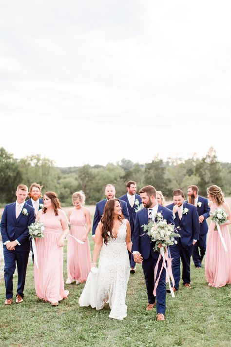 Blush and Navy Fall Wedding party. Bridal party pictures. Blush And Navy Wedding Party, Champagne Pink And Navy Wedding, Light Pink And Navy Blue Wedding, Blush Pink And Navy Wedding Party, Navy Blue And Pale Pink Wedding, Light Pink And Navy Bridal Party, Navy Blue And Pink Wedding, Navy Fall Wedding, Pink Navy Wedding