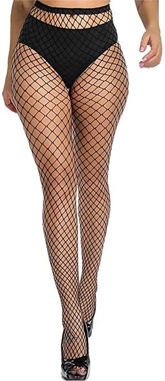 Women's Fishnet Stockings High Waist Mesh Tights Pantyhose Black (Black-L Hole) at Amazon Women’s Clothing store Clubbing Shoes, Fishnet Stockings Outfit, Black Fishnet Stockings, Mesh Tights, Net Stockings, Stockings Outfit, Black Thigh High, Thigh High Boots Heels, Black Fishnets