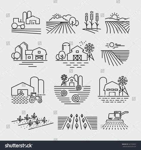 Farm and farming fields line icons vector #Ad , #Paid, #fields#farming#Farm#vector Farming Drawing Easy, Farmhouse Images, Farm Tattoo, Farm Vector, Farm Logo Design, Logo Coffee, Farm Logo, Vector Line, Line Drawings