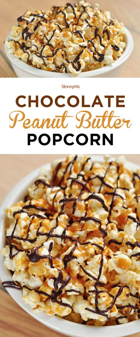 This Chocolate Peanut Butter Popcorn is insanely good! Your guests will love it! #holidays #snacks #skinnyms Dark Chocolate Popcorn, Afternoon Snacks For Guests, Holidays Snacks, Chocolate Popcorn Recipe, Chocolate Peanut Butter Popcorn, Peanut Butter Popcorn, Chocolate Peanut Butter Brownies, Chocolate Peanut Butter Smoothie, Sweet Popcorn