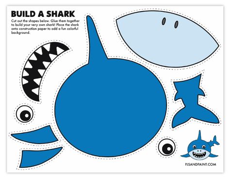 build a shark color Build A Shark Printable, Shark Toddler Crafts, Sharks Kindergarten, Shark Crafts For Toddlers, Shark Craft Preschool, Build A Shark, Shark Crafts For Kids, Shark Crafts Preschool, Halloween Worksheets Free