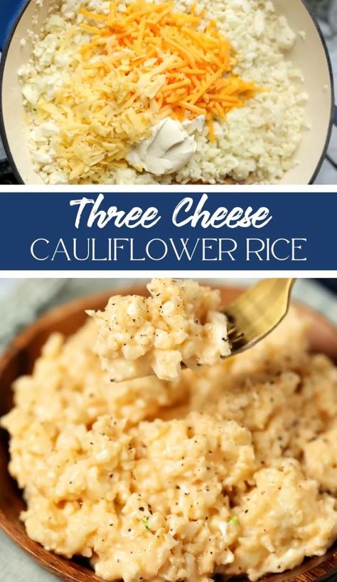 Riced Califlower Recipes, Cheese Cauliflower Rice, Recipes With Cheese, Cheese Cauliflower, Cauliflower Rice Easy, Cauliflower Rice Recipe, Comfort Recipes, Cauliflower Rice Recipes, Fresh Meals