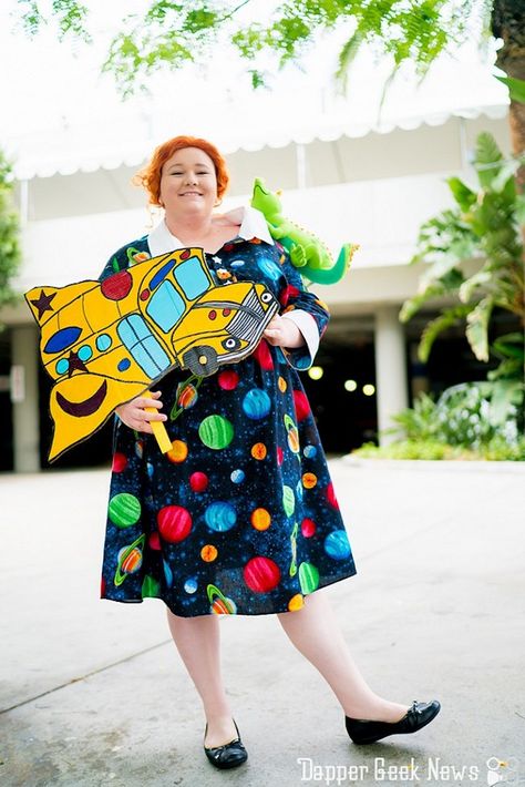 This post will shows 13 of my favorite movie and TV show themed Halloween Costumes that you can quickly and easily make yourself! | Design Dazzle Fashion Show Themes Ideas, Ms Frizzle Costume, Tv Characters Halloween Costumes, Frizzle Costume, Tv Character Costumes, Halloween Costume Design, Fashion Show Themes, Book Costumes, Themed Halloween Costumes