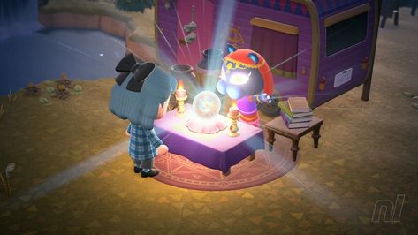 LLA SWONK LATSYRC EHT! Acnh Katrina Fortune, Fortune Teller Animal Crossing, Animal Crossing Fortune Teller, Katrina Animal Crossing, Acnh Fortune Teller, Tarot Character, Dnd Tarot, King Tut Mask, Nintendo Switch Animal Crossing