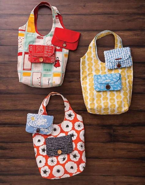 Shopping Bags Diy, Shopping Bag Pattern, Folding Shopping Bags, Origami Bag, Pouch Diy, Foldable Bag, Diy Bags Purses, Sewing Tutorials Free, Grocery Bags