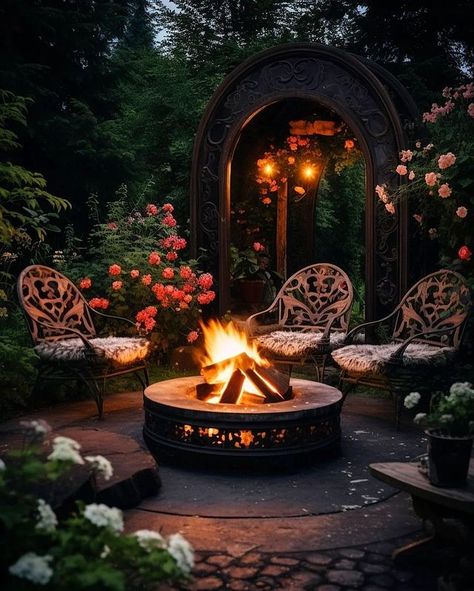 Dark Cabin, Backyard Cafe, Gothic Garden, Dream Yard, Backyard Retreat, Fantasy House, Outdoor Backyard, Fire Pit Backyard, Backyard Makeover